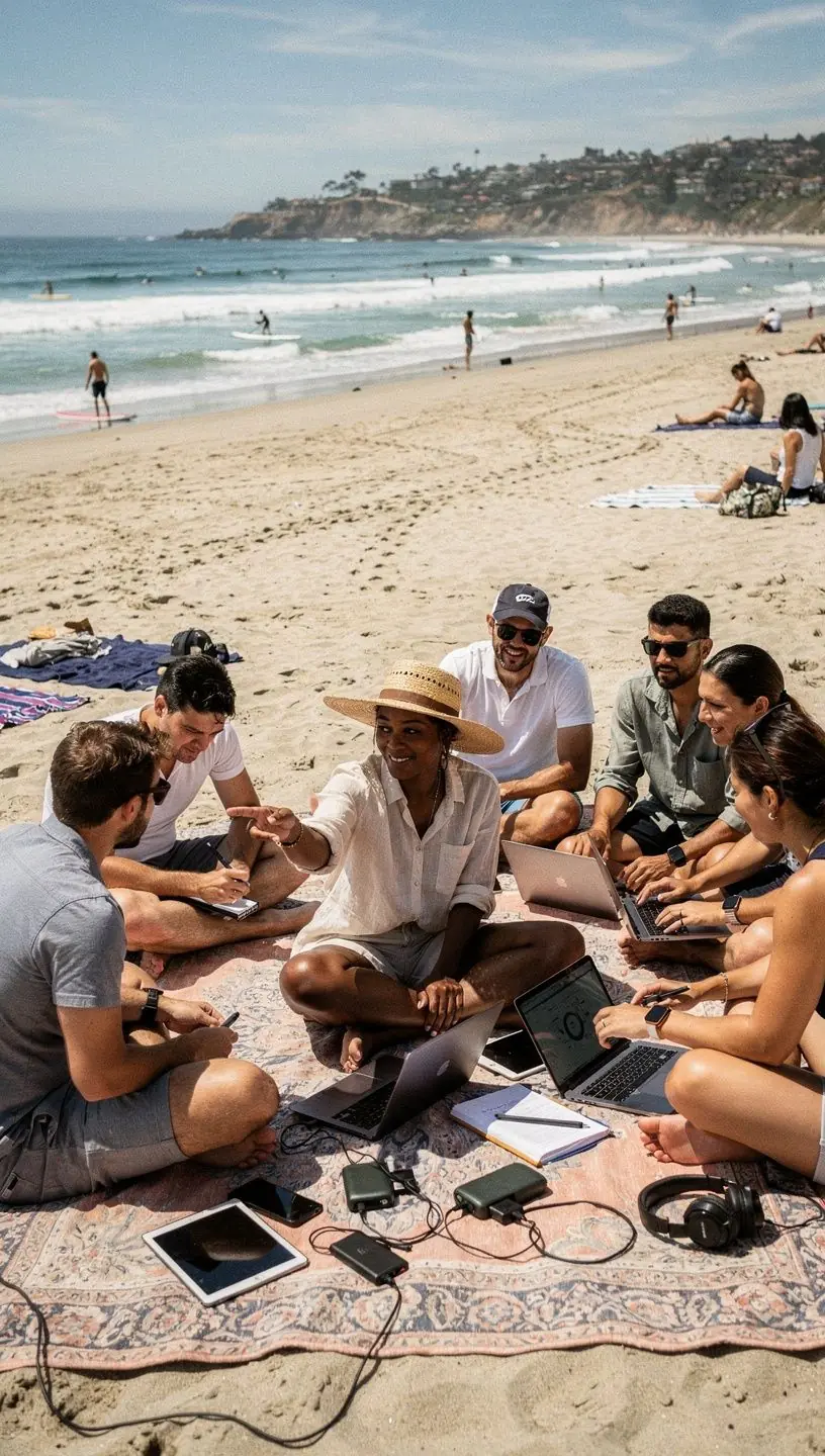 Team collaborating using remote work tools online.